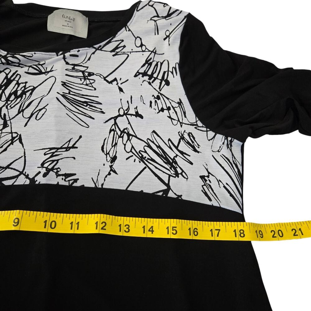 Chalet et Ceci Black White Dress Size S Abstract Asymmetrical Artsy Lagenlook - Picture 10 of 12